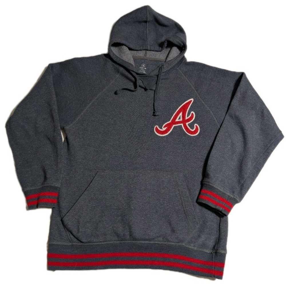 Atlanta‎ Braves Stitches MLB Hoodie Mens Small Gray Pullover Sewn Logo Baseball